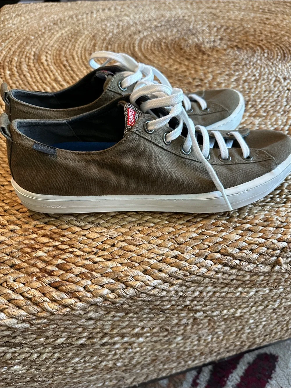 Camper Olive Canvas Low-Top Sneakers with White Laces- men’s size 13